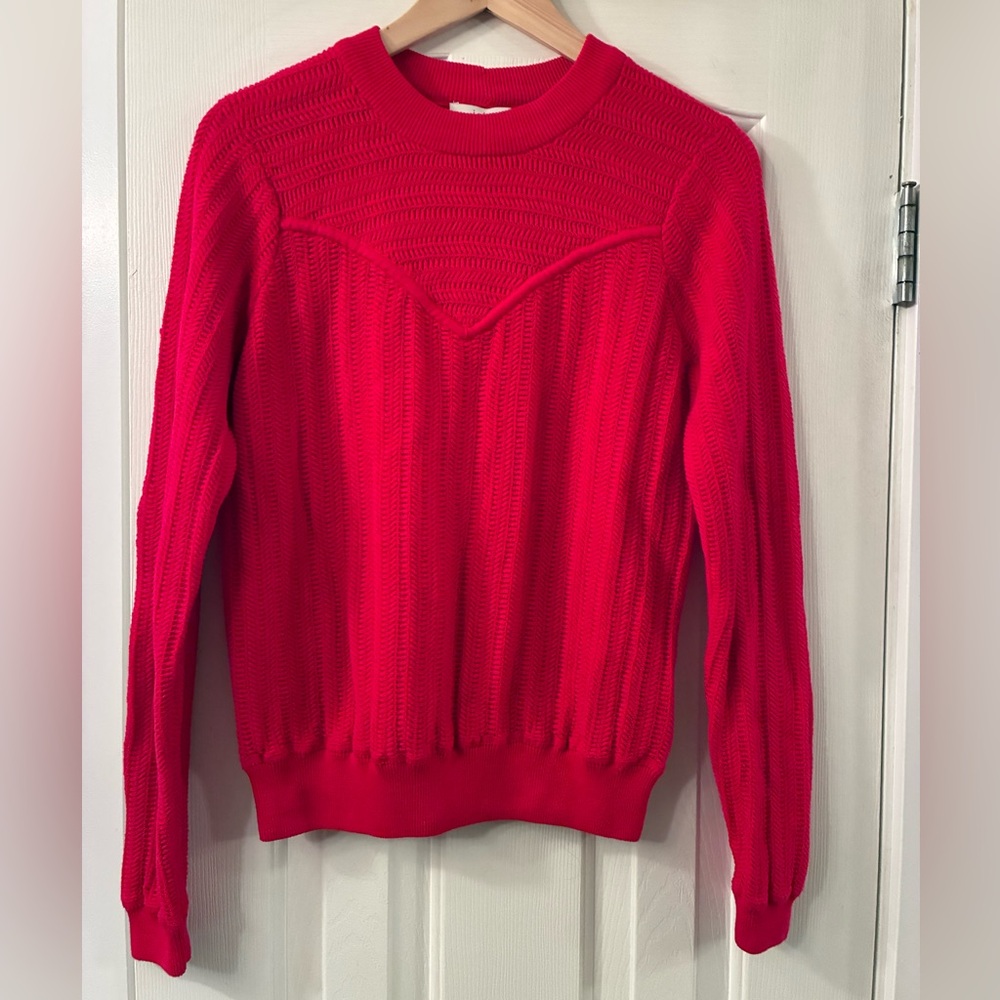 Joie cherry red cotton crewneck sweater